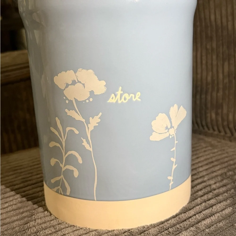 Rae Dunn Blue & White Utensils Holder- STORE- with Floral Pattern- New
